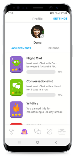 A high-fidelity mockup of new Duolingo achievements.