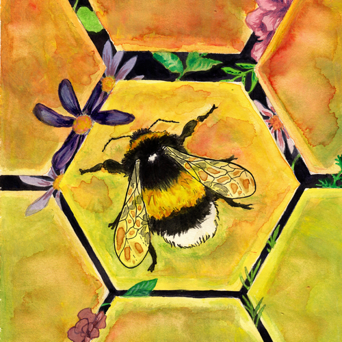 Painting of a bumblebee.