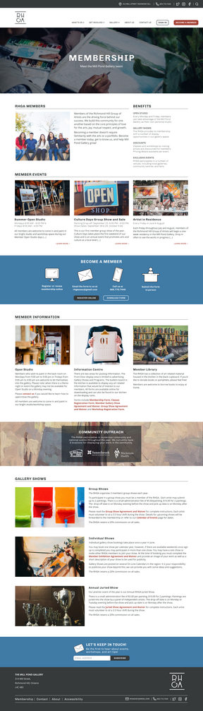 A high fidelity version of the RHGA membership page.